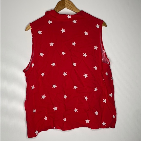 Fifth Sun Red White Star Sleeveless Buttoned Down Top Juniors XXL NEW - Picture 5 of 6